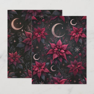 Witchy Mörk Måne Poinsettia Scrapbook Papper