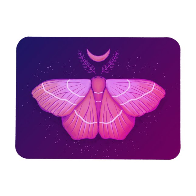 Witchy Moth Butterfly Lila Magic Insekt Magnet (Horisontell)