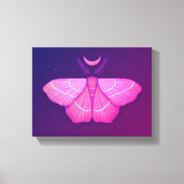 Witchy Moth Måne Lila Magic Insekt Cottagecore Canvastryck