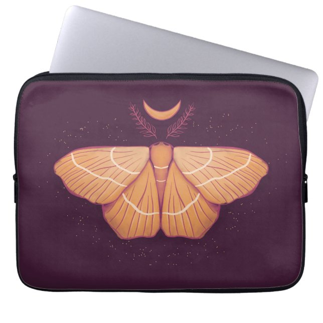 Witchy Moth Måne Lila Magic Insekt Laptop Fodral (Framsidan)