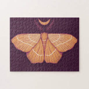 Witchy Moth Måne Magic Butterfly Cottagecore Pussel