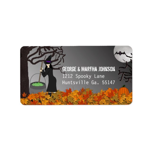 Witchy Night Halloween Adress Stickers Adressetikett (Framsidan)