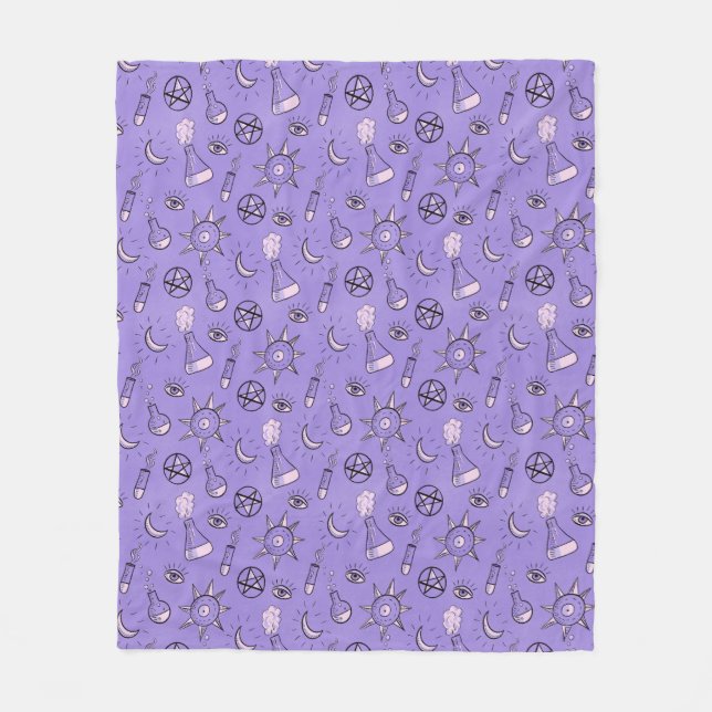 Witchy Occult Symbols Mönster - Mystical Magic Fleecefilt (Framsidan)