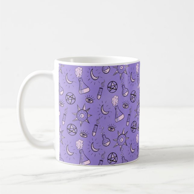 Witchy Occult Symbols Mönster - Mystical Magic Kaffemugg (Vänster)