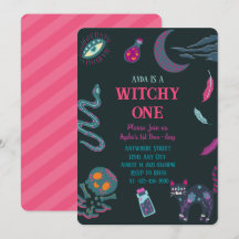 Witchy One 1:a födelsedagskalenderinbjudan
