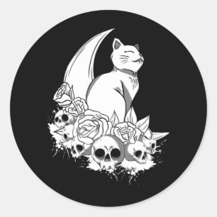 Witchy Pastel Goth Creepy Döskallars Gothic Cat Runt Klistermärke