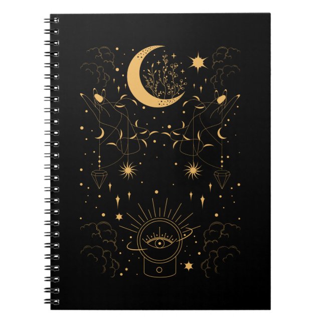 Witchy Pastel Goth Crescent Anteckningsbok (Framsidan)