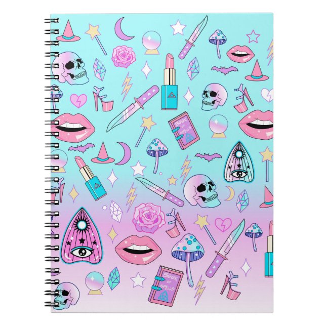 Witchy Pastel Goth Girly Creepy Cute Kawaii Anteckningsbok (Framsidan)