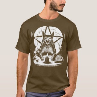 Witchy Pentagram Cat T Shirt
