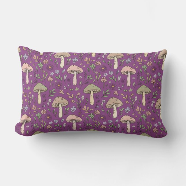 Witchy Plum Purple Fungi Seamless Pattern Gift Lumbarkudde (Framsida)