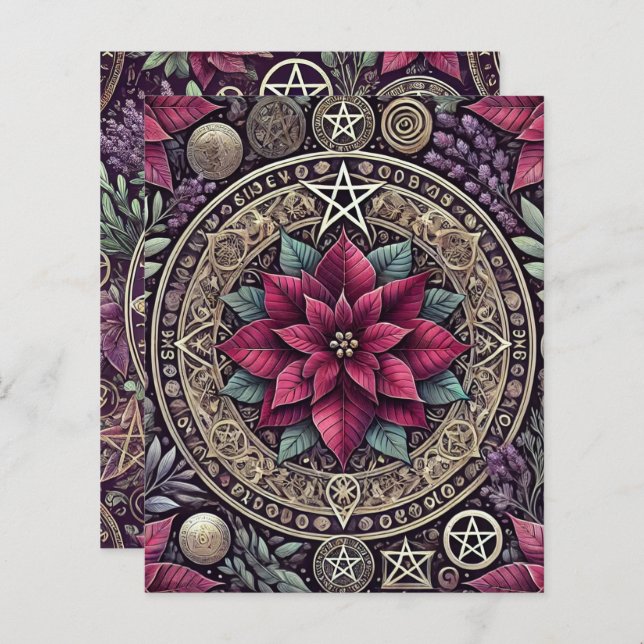 Witchy Poinsettia Mandala Blommigt Scrapbook Pappe (Fram/baksida)