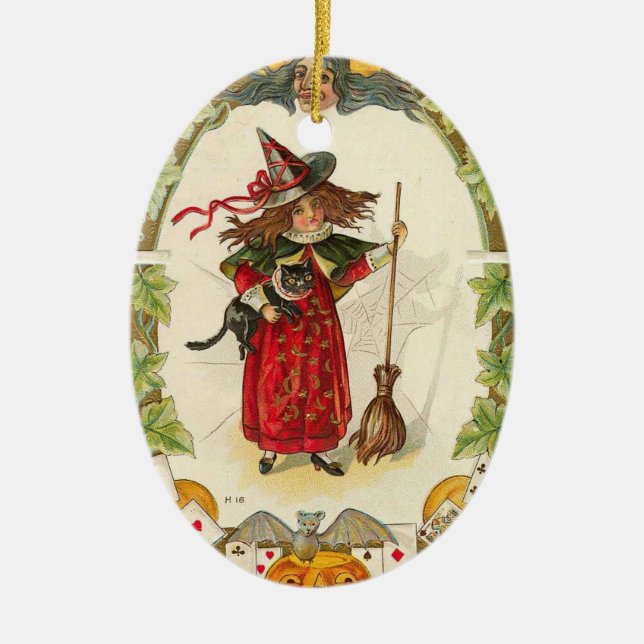 Witchy prydnad julgransprydnad keramik (Framsidan)