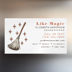 Witchy Retro Professionell Städning House Keeping Magnetiska Visitkort