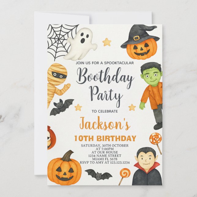 Witchy Roligt Kids Halloween Birthday-inbjudan Inbjudningar (Framsida)