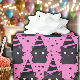 Witchy Rosa Pastel Goth Black Kattunge Birthday Presentpapper