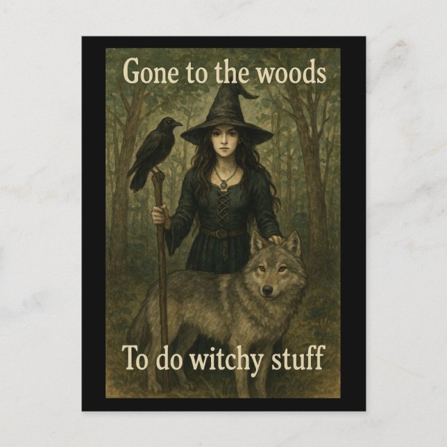 Witchy Saker Woodland Witch Postcard Vykort (Framsida)