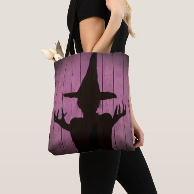 Witchy Silhouette Black och Lila Tygkasse (Närbild)