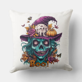 Witchy Skull Halloween Dekorativ kudde