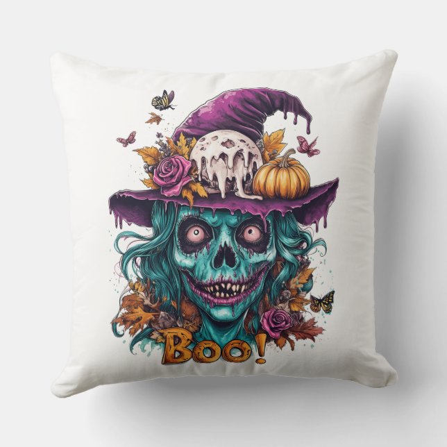 Witchy Skull Halloween Dekorativ kudde (Baksida)