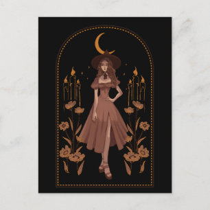 Witchy Spell Black-vykort Vykort