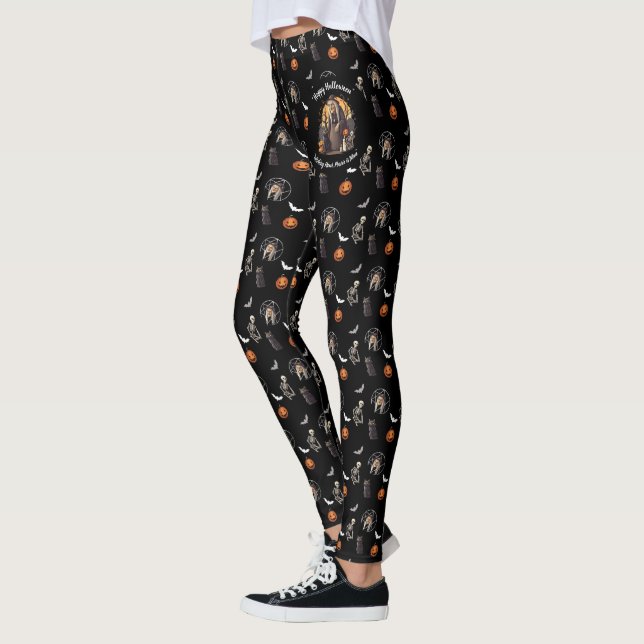 🕷️ Witchy Spooky Halloween-BLACK-🎃 👻 Leggings (Vänster)