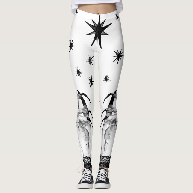 Witchy Stars: Halloween Nattbakgrund Leggings (Framsida)