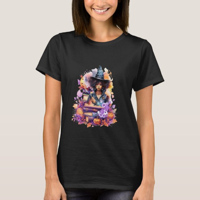 Witchy Tales African American Dam Bok Älskare T Shirt (Framsida)