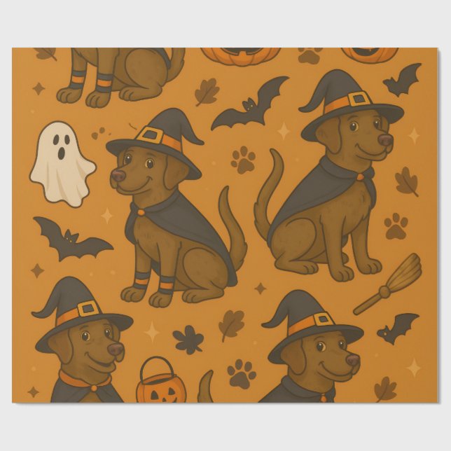 Witchy Tassar & Pumpkin Howls Halloween Mönster Presentpapper (Platt)