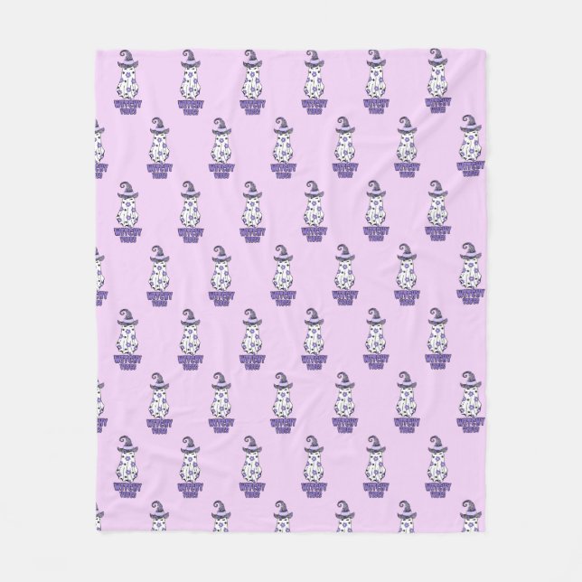 "Witchy Vibes" Halloween Witch Ghost Lila Fleecefilt (Framsidan)