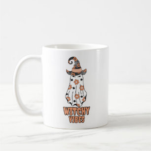 "Witchy Vibes" Halloween Witch Ghost Orange Kaffemugg