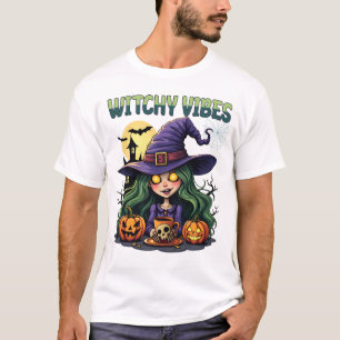 Witchy Vibes med Pumpkins and Potion T Shirt