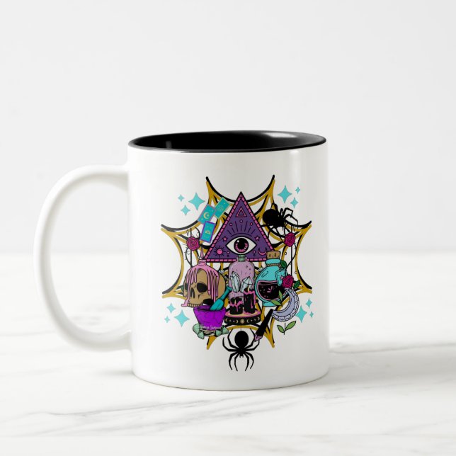 Witchy Vibes och Spiders Två-Tonad Mugg (Vänster)