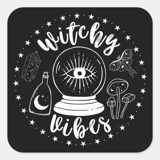 Witchy Vibes Sticker Fyrkantigt Klistermärke (Framsida)