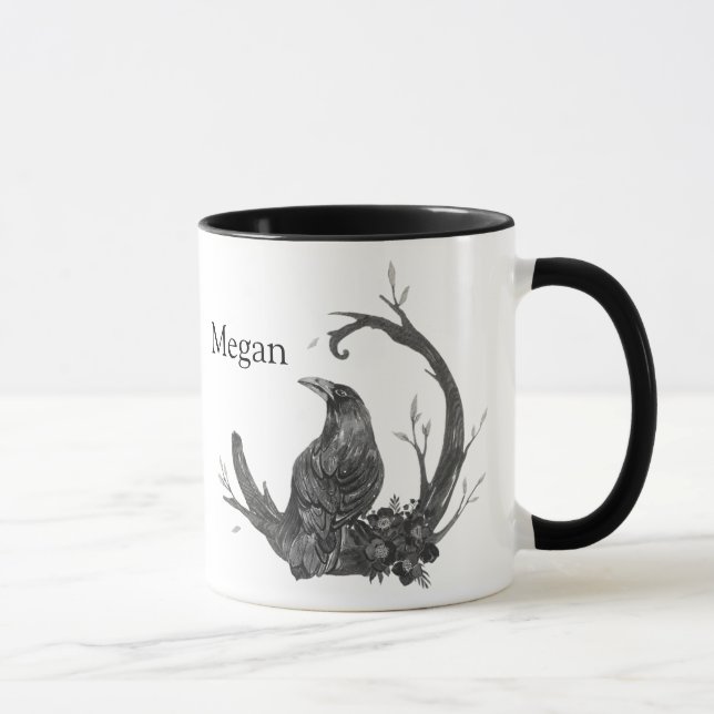 Witchy Wicca Pagan Kråka Raven Mugg (Höger)