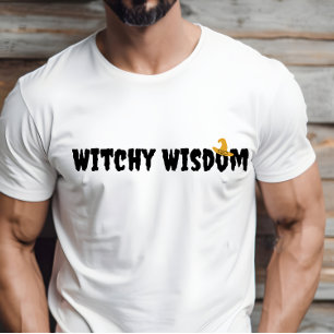 Witchy Wisdom halloween hat svart typografi T Shirt