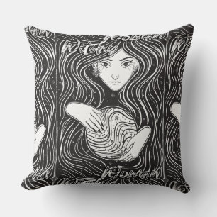 Witchy Woman Artistic Black and White Dekorativ ku Kudde