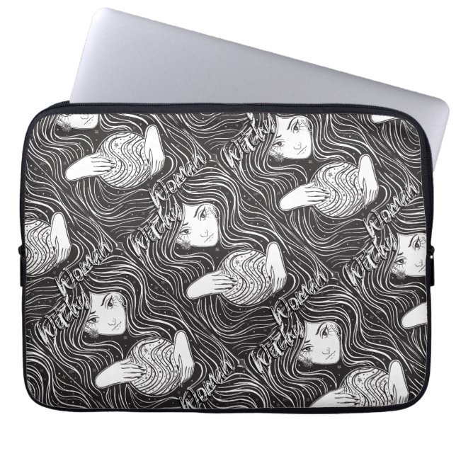 Witchy Woman Artistic Black and White Laptop Fodral (Framsidan)
