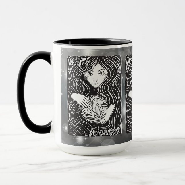 Witchy Woman Artistic Black and White Mugg (Vänster)