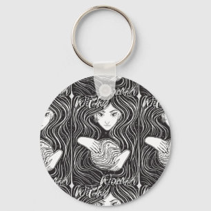 Witchy Woman Artistic Black and White Nyckelring