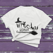 Witchy Woman Black Cat Halloween Witch Graphic Tee