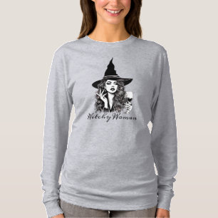 Witchy Woman, Black Elegant Witch holding Vin T Shirt