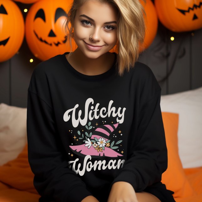 Witchy Woman Funny Rosa Witch Halloween T Shirt (Witchy Woman Funny Pink Witch Halloween Sweatshirt)