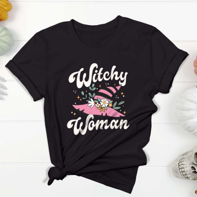 Witchy Woman Funny Rosa Witch Halloween T Shirt (Witchy Woman Funny Pink Witch Halloween T-Shirt)