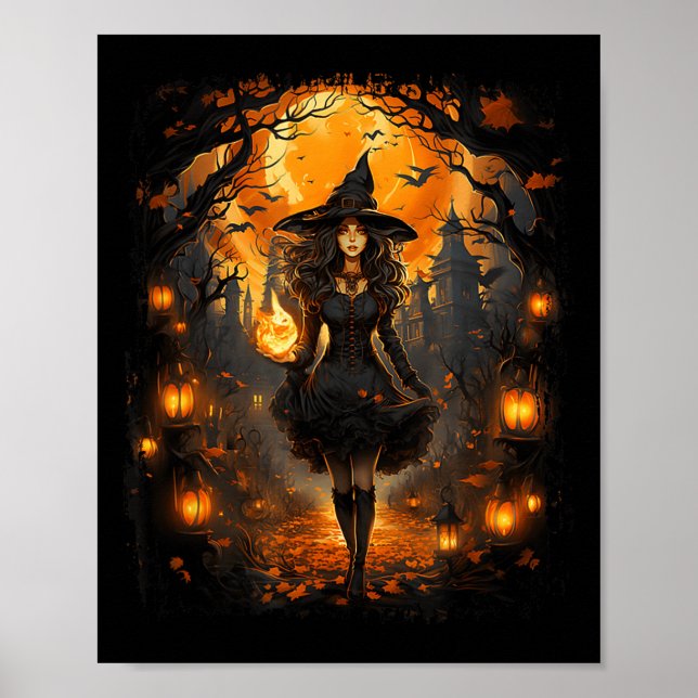 Witchy Woman Girl Halloween Costume Witchcraft Wit Poster (Framsidan)