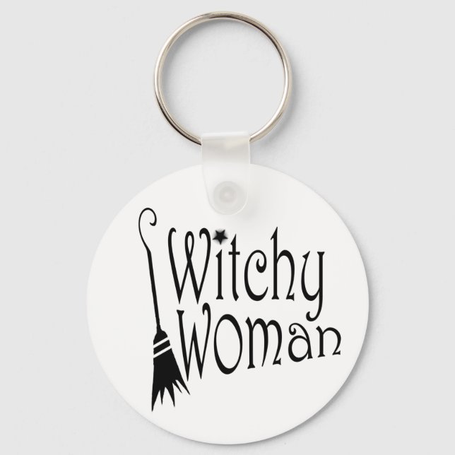 Witchy Woman Halloween Broom Nyckelring (Framsida)