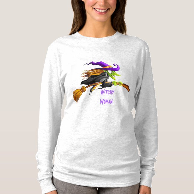 Witchy Woman Halloween Långärmad T-Shirt (Framsida)