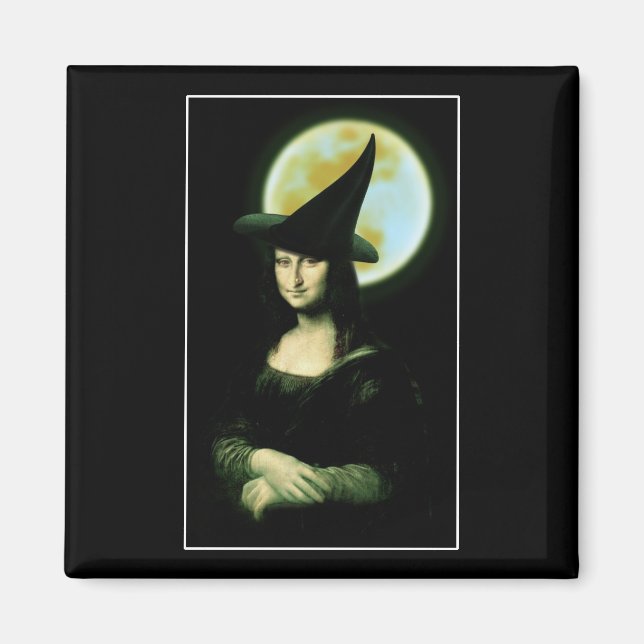 Witchy Woman Mona Lisa Halloween Magnet (Framsidan)