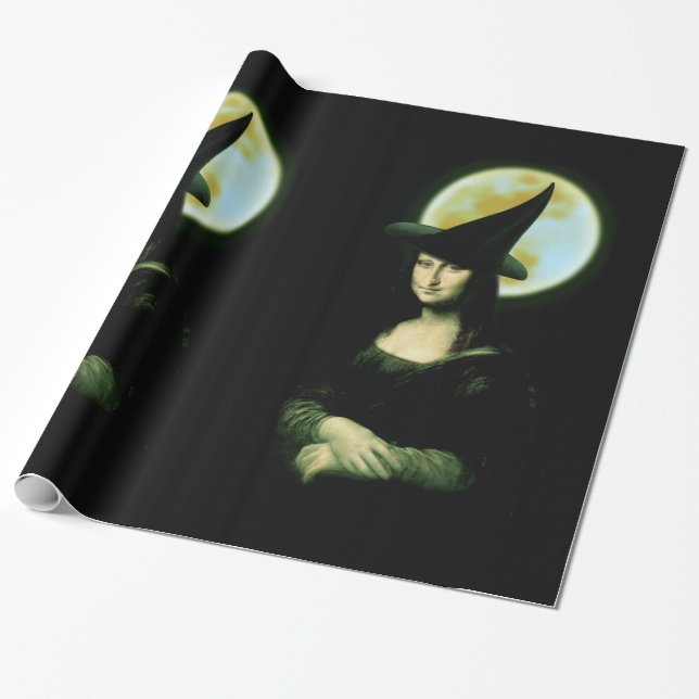 Witchy Woman Mona Lisa Halloween Presentpapper (Utrullad)