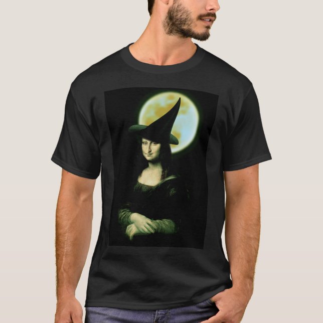 Witchy Woman Mona Lisa Halloween T Shirt (Framsida)