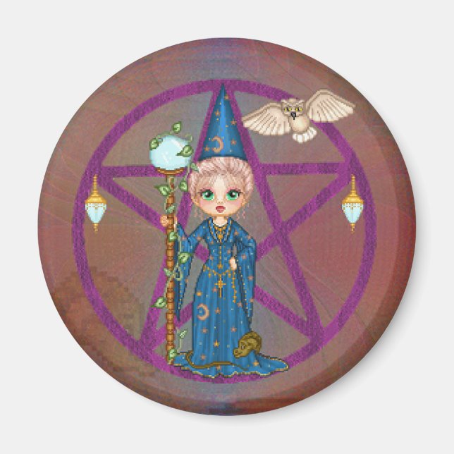 Witchy Woman Penctacle Pixel Art Magnet (Framsidan)